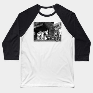 Walking My Elephant Atmospheric exotic B W Photography Baseball T-Shirt